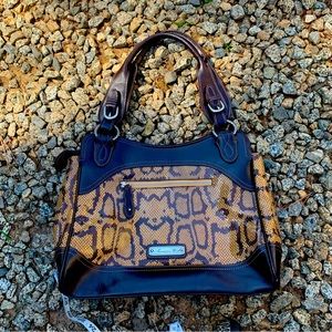 American West Leather Snakeskin Print Bag Purse